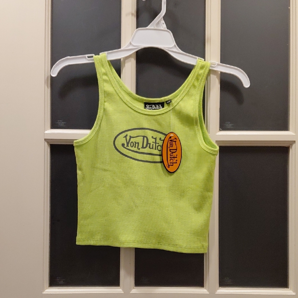 "Von Dutch" NWT, Junior's Neon Green Tank Top. Sz.(14/16) 13in P2P, 12in Long...